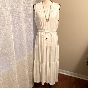 Calvin Klein Long White Ruffled Tank Dress